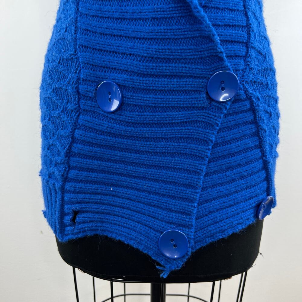 Divided by H&M Royal Blue Sleeveless Shawl Collar Knit Button Cardigan Sz 6 - Picture 2 of 11